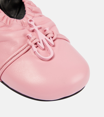 Shop Jw Anderson Anchor Slouch Leather Ballet Flats In Pink