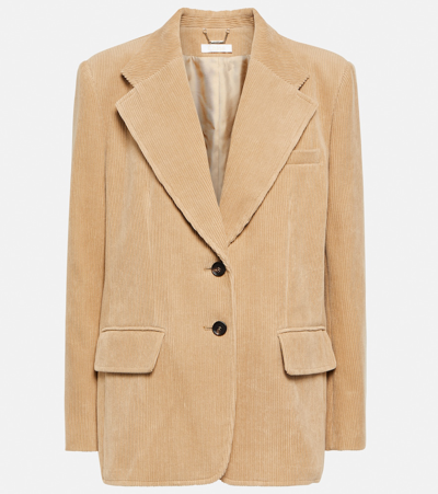 Chloé Single-breasted Cotton Corduroy Blazer In Beige