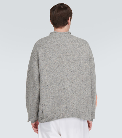 Shop Acne Studios Floral Wool-blend Sweater In Grey