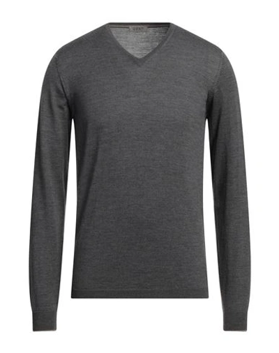 Shop Seventy Sergio Tegon Man Sweater Lead Size S Virgin Wool In Grey