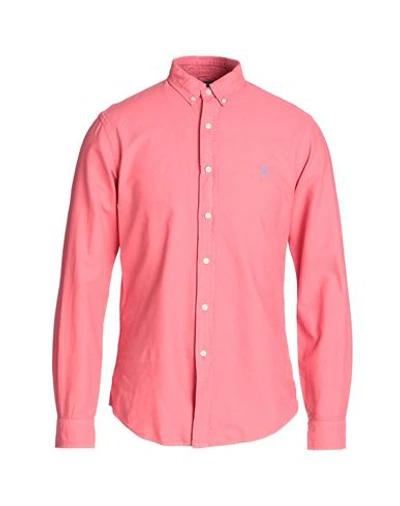 Shop Polo Ralph Lauren Man Shirt Coral Size L Cotton In Red