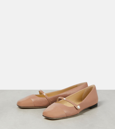 Shop Jimmy Choo Elisa Leather Ballet Flats In Pink