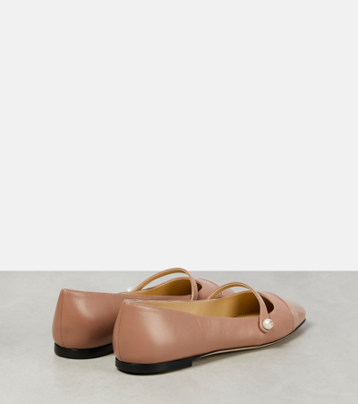 Shop Jimmy Choo Elisa Leather Ballet Flats In Pink