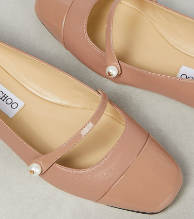 Shop Jimmy Choo Elisa Leather Ballet Flats In Pink