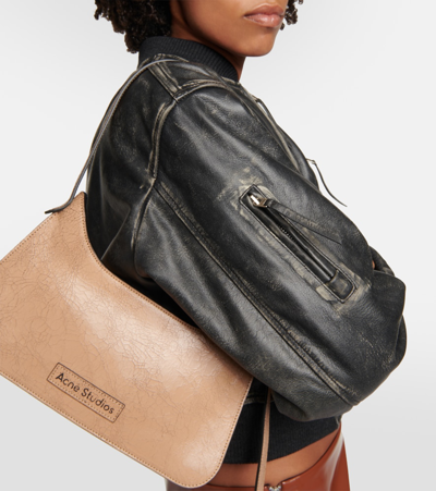 Acne Studios Aged Leather Bomber Jacket With Distressed Treatment In Grey