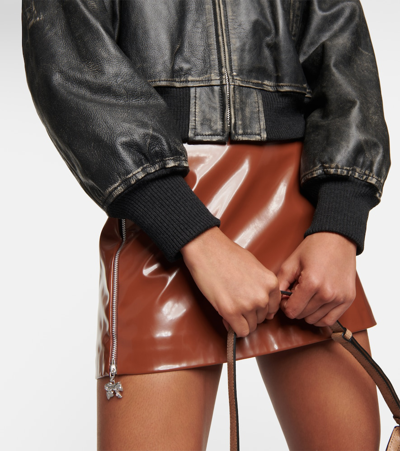 Acne Studios Aged Leather Bomber Jacket With Distressed Treatment In Grey