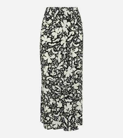 Shop Stella Mccartney Printed Silk Midi Skirt In Multicoloured