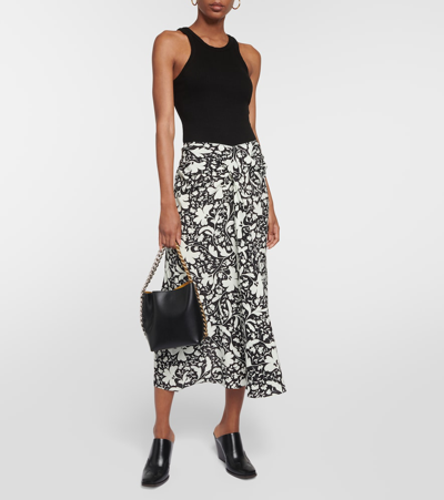 Shop Stella Mccartney Printed Silk Midi Skirt In Multicoloured