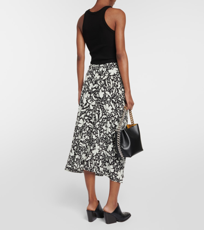 Shop Stella Mccartney Printed Silk Midi Skirt In Multicoloured