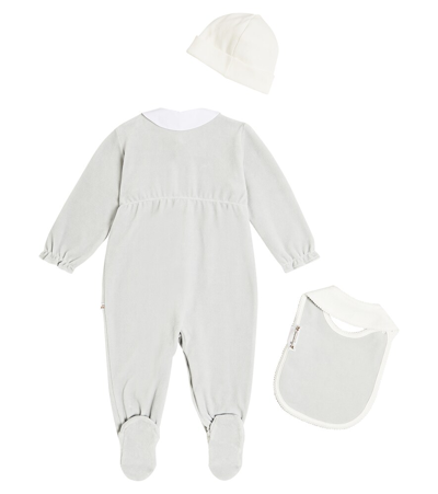Bonpoint Baby Onesie, Hat And Bib Set In Blue