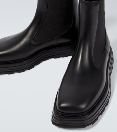 Jil Sander Square-toe Leather Ankle Boots In Black