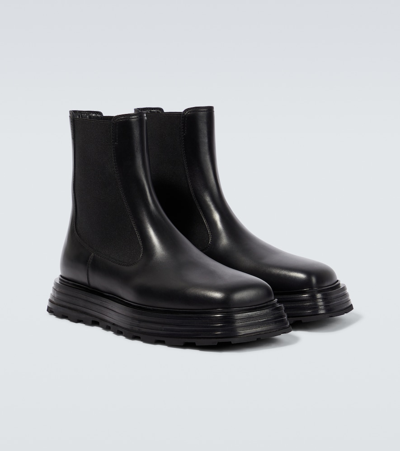 Shop Jil Sander Leather Chelsea Boots In Black