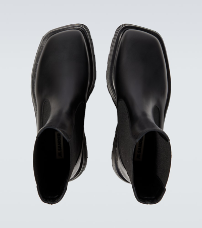 Jil Sander Square-toe Leather Ankle Boots In Black