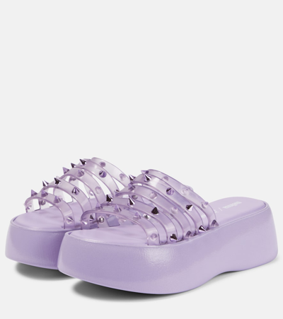 Shop Jean Paul Gaultier X Melissa Becky Punk Love Pvc Platform Slides In Purple