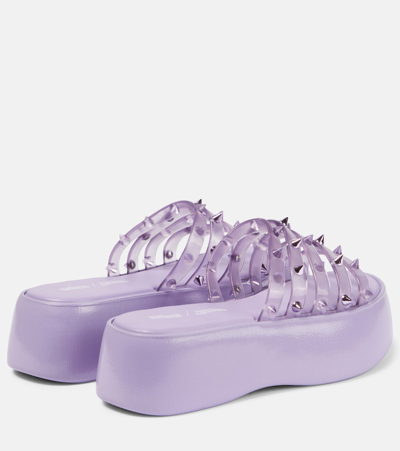 Shop Jean Paul Gaultier X Melissa Becky Punk Love Pvc Platform Slides In Purple