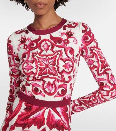 Shop Dolce & Gabbana Printed Silk-blend Midi Dress In Multicoloured