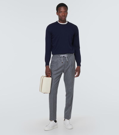 Shop Brunello Cucinelli Cashmere Crewneck Sweater In Blue