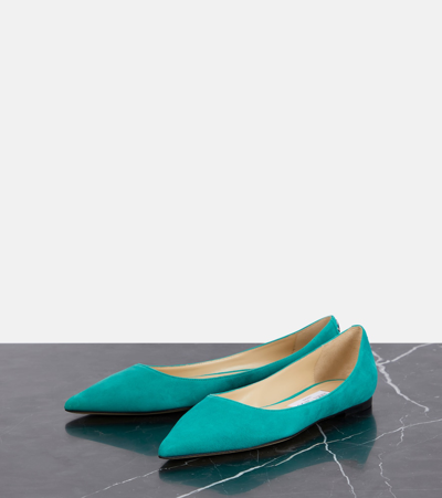 Jimmy Choo Love Suede Ballet Flats In Grey