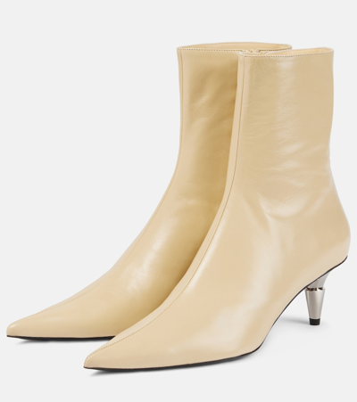 Shop Proenza Schouler Spike Leather Ankle Boots In Beige