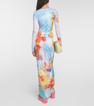 JEAN PAUL GAULTIER FLORAL TROMPE L'AIL PRINTED MAXI DRESS 