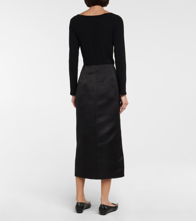 Shop The Row Marinella Silk Midi Skirt In Black