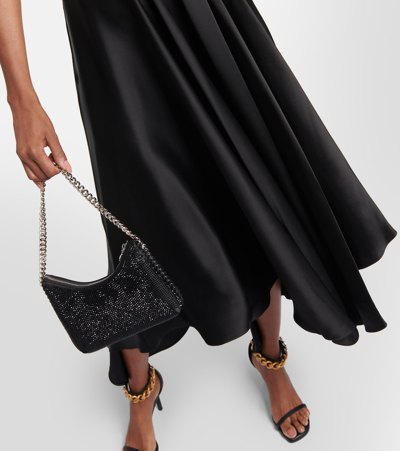 Shop Stella Mccartney Draped Satin Midi Dress In Black