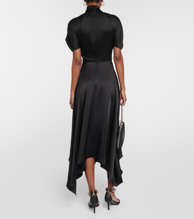 Shop Stella Mccartney Draped Satin Midi Dress In Black