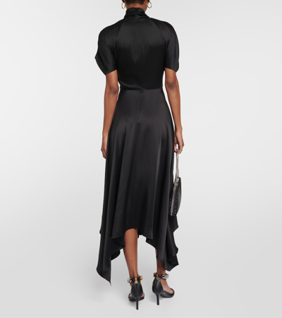 Stella Mccartney Draped Satin Midi Dress In Black