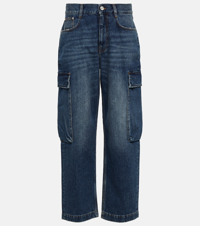 Shop Stella Mccartney High-rise Cropped Cargo Jeans In Blue