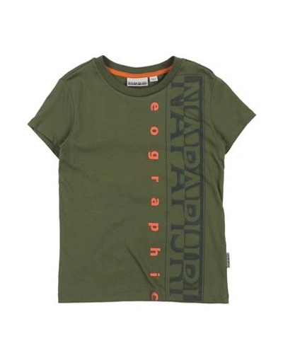 Shop Napapijri Toddler Boy T-shirt Military Green Size 6 Cotton