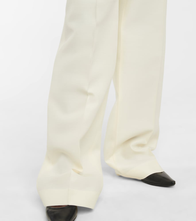 The Row Gordon Wide-leg Wool Trousers In Beige