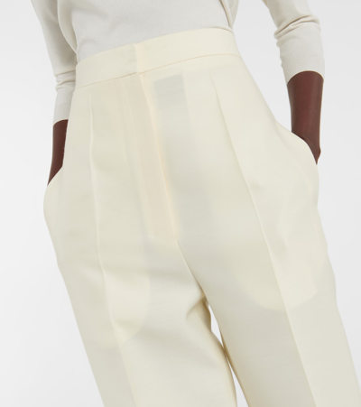 Shop The Row Gordon High-rise Wool And Silk Pants In Beige