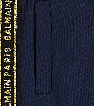 Shop Balmain Logo Cotton Sweatpants In Blue