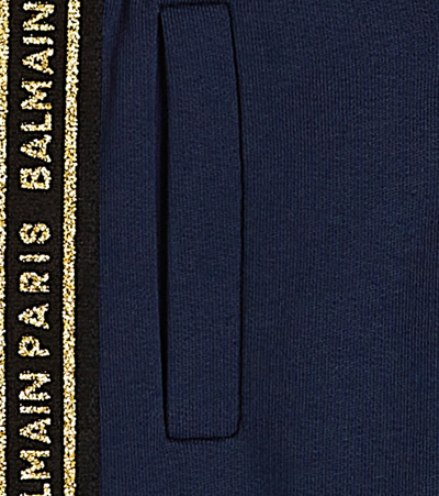 Balmain Logo Cotton Sweatpants In Blue