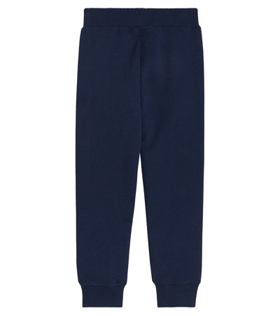 Shop Balmain Logo Cotton Sweatpants In Blue
