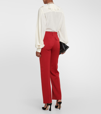 Shop Victoria Beckham High-rise Straight Pants In Red