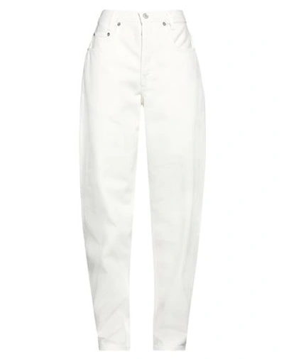 Shop Agolde Woman Denim Pants Cream Size 25 Cotton In White