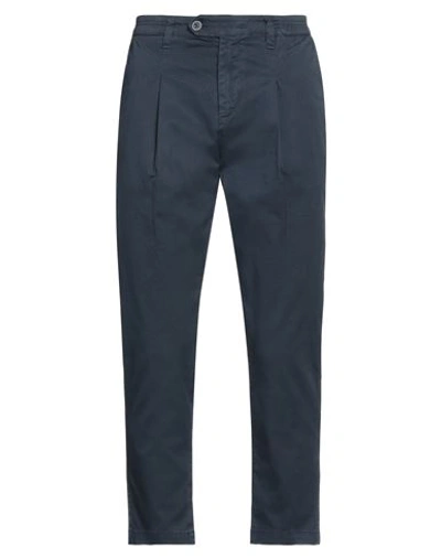 Shop Exibit Man Pants Navy Blue Size 36 Cotton, Elastane