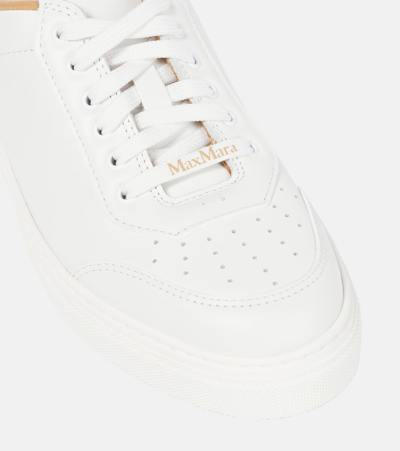 Shop Max Mara Slide Leather Sneakers In White