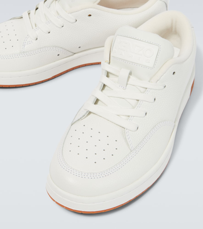 Shop Kenzo -dome Leather Sneakers In White