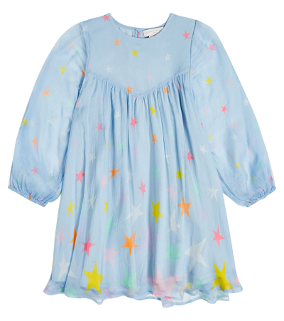 Shop Stella Mccartney Printed Silk Chiffon Dress In Blue