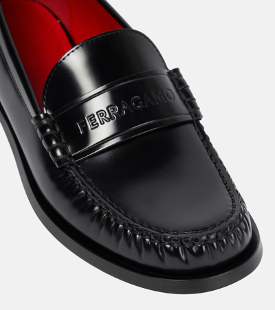 Shop Ferragamo Irina Leather Loafers In Black