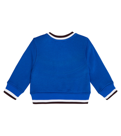 Shop Burberry Baby Logo Cotton Sweatshirt In Blue