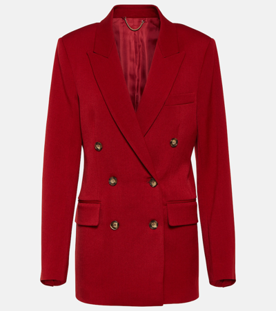 Shop Victoria Beckham Double-breasted Wool-blend Blazer In Red