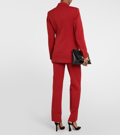 Shop Victoria Beckham Double-breasted Wool-blend Blazer In Red