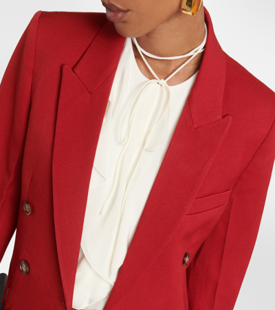 Shop Victoria Beckham Double-breasted Wool-blend Blazer In Red