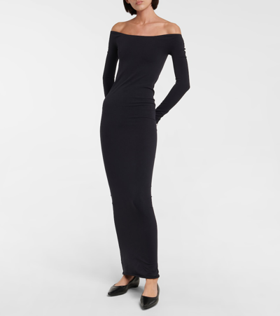 The Row Curitiba Off-shoulder Maxi Dress In Black