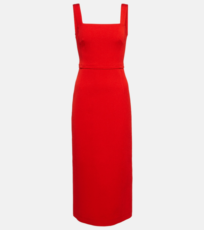Shop Tory Burch Bodycon Faille Midi Dress In Red