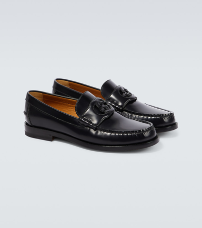 Shop Gucci Interlocking G Leather Loafers In Black
