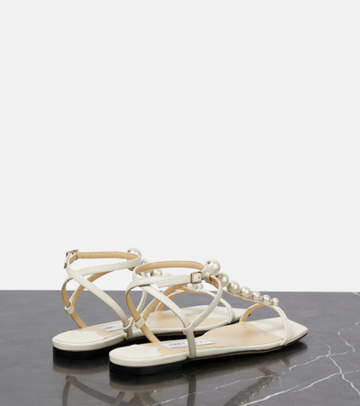 Shop Jimmy Choo Amari Embellished Leather Sandals In White